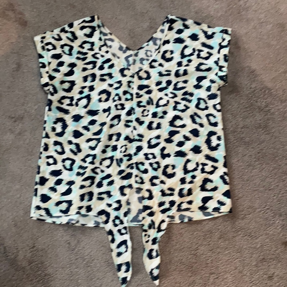 Juicy couture animal print front tie blouse
